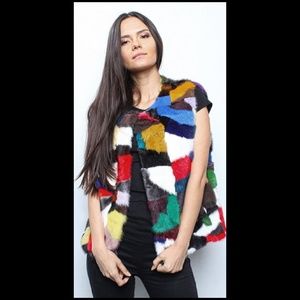 Multi Colored Mink Fur Vest.
